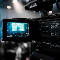 the viewing screen of a video camera in use